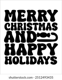 MERRY CHRISTAMS HAPPY HOLIDAYS retro groovy wavy Christmas, Holidays Designs EPS, Merry Christmas EPS, Heat Transfer, T shirt Making, diy projects, Trees, cricut