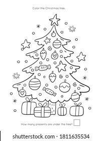 Merry Christas Worksheets And Coloring Page For Kids. Happy New Year Activity For Kids