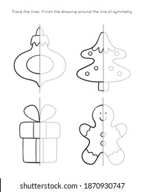 Merry Christas worksheets and coloring page for kids. Happy New year activity for kids