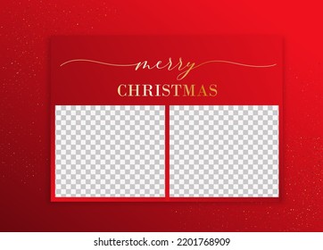 Merry Christmas 2 Photo Holiday Card with calligraphy
