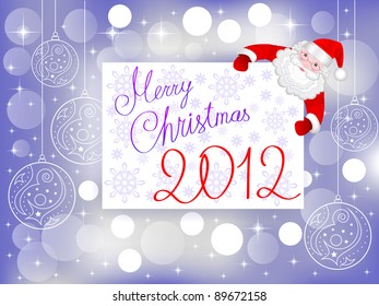 Merry Christmas 2012 post card with kind Santa Claus