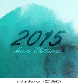 Merry Christmas 2015 creative poster design. holiday illustration with hand-drawn marker numbers on the watercolor background