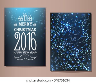 Merry Christmas 2016 and Happy New Year greeting card. Vector illustration.