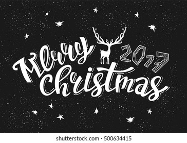 Merry Christmas 2017. Holiday Vector Illustration. Lettering Composition 