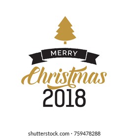 Merry Christmas 2018 calligraphy with tree