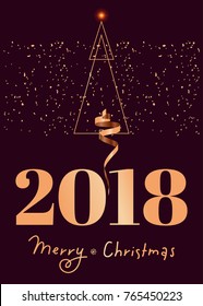 Merry Christmas 2018 celebtrating greeting card. Vector template for design.