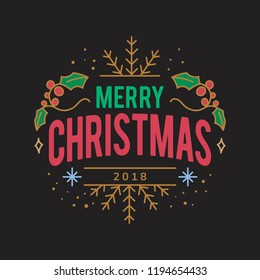 Merry Christmas 2018 greeting badge vector