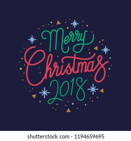 Merry Christmas 2018 greeting badge vector