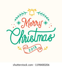 Merry Christmas 2018 greeting badge vector