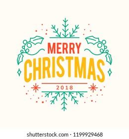 Merry Christmas 2018 greeting badge vector