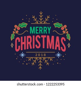 Merry Christmas 2018 greeting badge vector