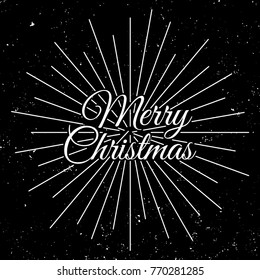 Merry Christmas 2018. Holiday Vector Illustration With Lettering Composition and Burst. Vintage Festive Label