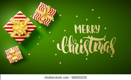 merry christmas 2018 top view gold box confetti 2020