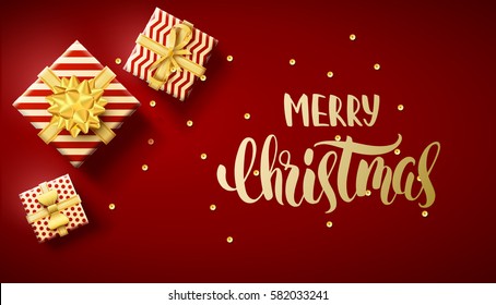 merry christmas 2018 top view gold box confetti 2020