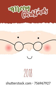 Merry Christmas 2018 Vector Greeting Card with Santa Claus