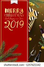 Merry Christmas And 2019 Happy New Year background