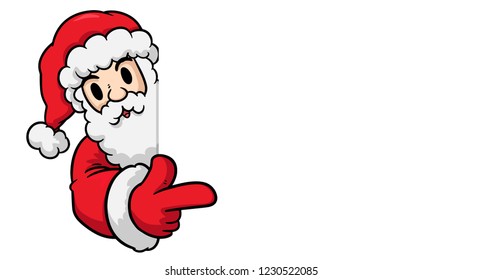 Merry Christmas 2019, Santa Claus with blank signboard. Holiday greeting card. Isolated vector illustration. Christmas character holding blank sign.