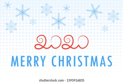 Merry Christmas 2020, background. Vector new year pattern of blue snowflakes.