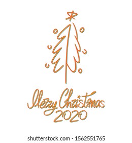 Merry Christmas 2020 hand drawn lettering in vector. Bright illustrations for winter holidays. Design element for souvenirs, flyers, postcards.