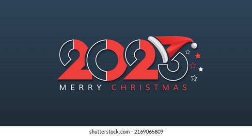 Merry Christmas 2023 design. Creative concept of Christmas 2023 with Santa Claus hat