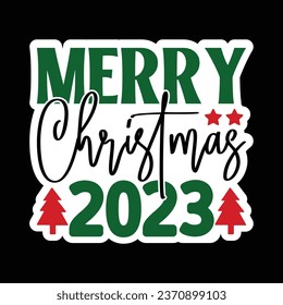 Merry Christmas 2023, Christmas Sticker Design Vector file