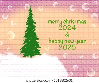 Merry Christmas 2024 and Happy new year 2025 greeting card, Happy Christmas New Year background design. Postcard, banner, poster. illustration Creative typography  Holiday Greeting Gift Poster. vector