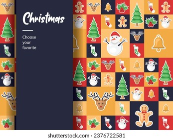 merry christmas 2024 new year cartoon icon element background pattern december winter ornament art