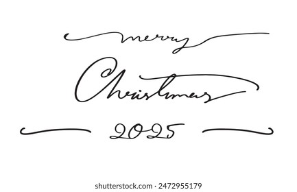 merry christmas 2025 2026 text font calligraphy hand written happy new year celebration design 2024 time calendar holiday illustration vector template luxury shiny winter season december event glitter