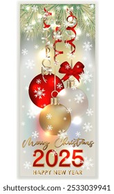 Merry Christmas 2025 new year vip card, vector illustration