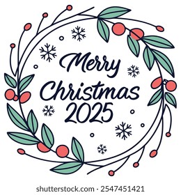 Merry Christmas 2025 Vector illustration.