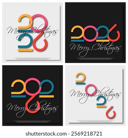 Merry Christmas 2026 with colorful number Perfect vector for poster banner greeting and Christmas 2026 celebration