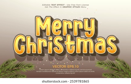Feliz Natal com 3d modelo de efeito de texto editável