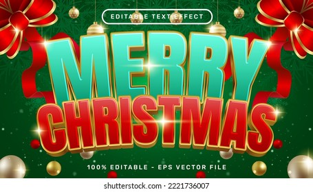 merry christmas 3d text effect and editable text effect with christmas background