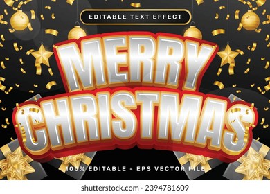 merry christmas 3d text effect and editable text effect with christmas background