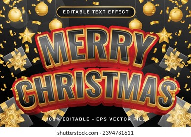 merry christmas 3d text effect and editable text effect with christmas background