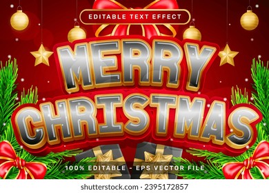 merry christmas 3d text effect and editable text effect with christmas background
