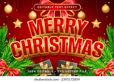 merry christmas 3d text effect and editable text effect with christmas background