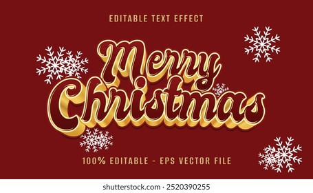 Feliz Navidad Diseño de efecto de texto 3D con elemento de nieve