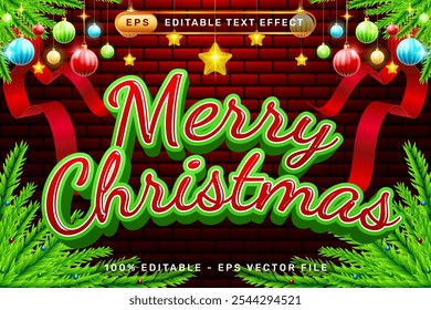 Feliz Navidad 3D efecto de texto y editable efecto de texto con fondo de elemento de Navidades	
