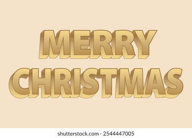Efeito de texto 3D Feliz Natal. Teste de Natal para banner, cartaz, modelo. Design criativo de efeito de texto dourado. 