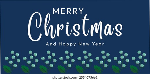 merry Christmas abstract background banner ball border. wish you happy Christmas holiday and happy new year 2025. new template design with isolated on blue background. 