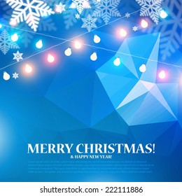 Merry Christmas abstract background. Christmas lights. Vector illustration 