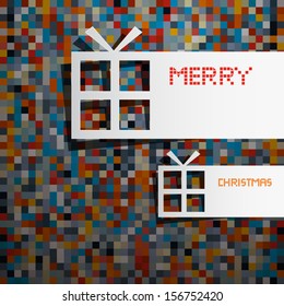 Merry Christmas Abstract Background With Presents Made From Paper
