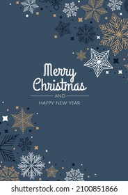 Merry Christmas Abstract Card with snowflake. Xmas sale, holiday web banner.