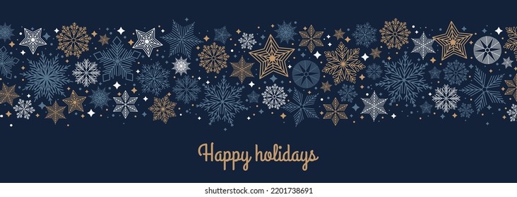 Merry Christmas Abstract Card with snowflake. Xmas sale, holiday web banner.