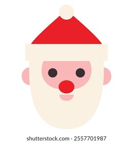 Merry Christmas abstract geometric flat simple Santa Claus icon. Vector illustration, decorative element for poster, banner, card. Minimalistic Christmas symbol. Children's book element