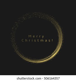Merry Christmas. Abstract golden glowing magic sparkles stars