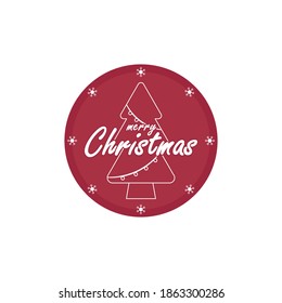 Merry Christmas abstract logo with Christmas tree pattern.	
