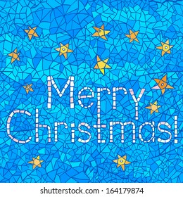 Merry Christmas: abstract mosaic greeting card design with text
