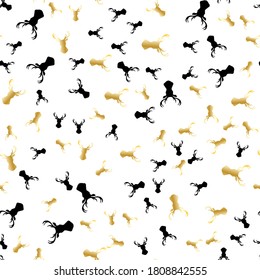 Merry Christmas abstract pattern with christmas tree, deer and cross. Vector illustration.